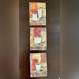 Painted wood cafe wall plaques